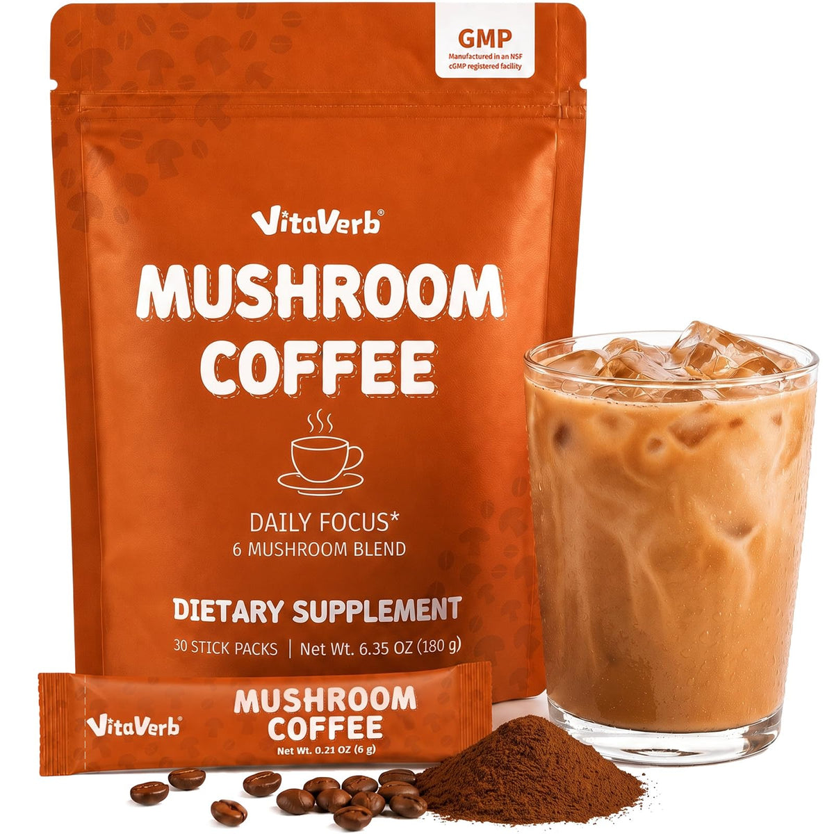 Medium-Dark Mushroom Instant Coffee Sticks
