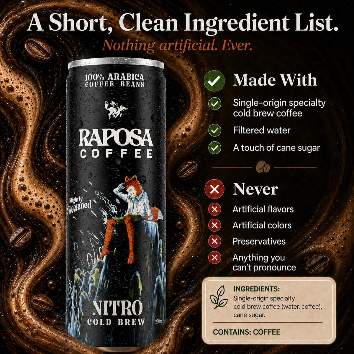 Nitro Cold Brew Coffee, 250 ml